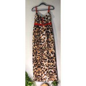 Cheetah maxi dress with red accent straps